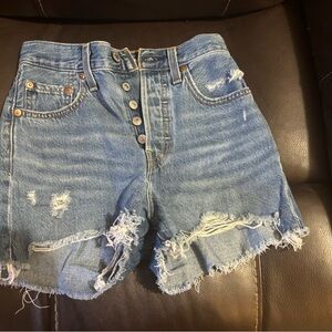 Levi's Blue Distressed Jean Shorts